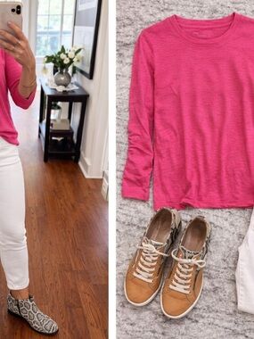 J. Crew Bright Pink Long Sleeve Tee